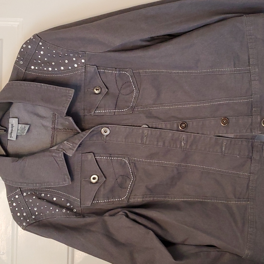 Ladies gray Jean bling jacket